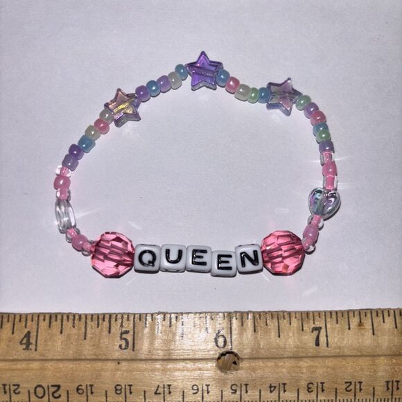 Multicolor “Queen” Bracelet Adult Humor Beaded Handmade Naughty Accessories - Picture 4 of 4